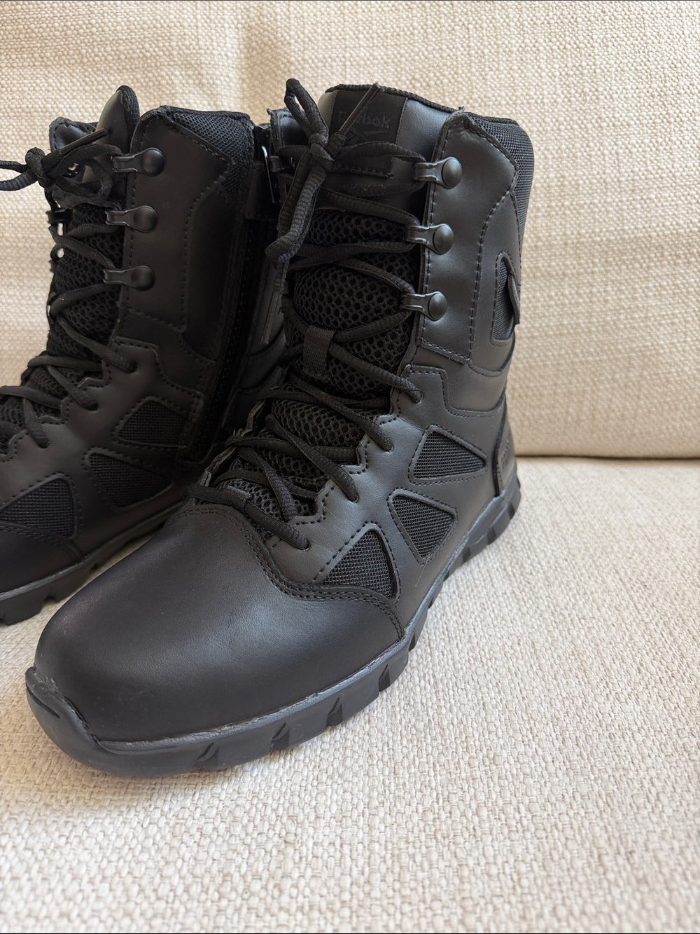 Reebok All-Black Tactical Lace-Up Side-Zip Boots